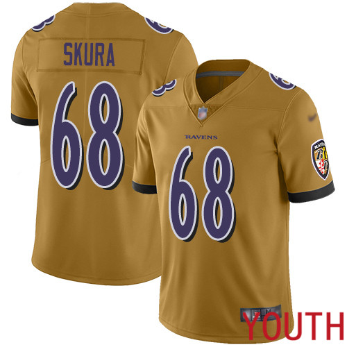Baltimore Ravens Limited Gold Youth Matt Skura Jersey NFL Football #68 Inverted Legend->youth nfl jersey->Youth Jersey